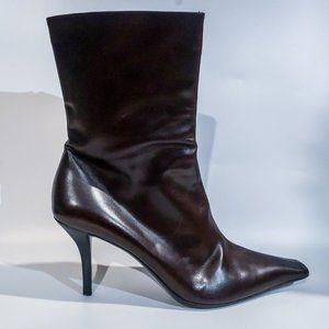 GUCCI High Ankle Black 132281 Women's Size 11B Leather Boots